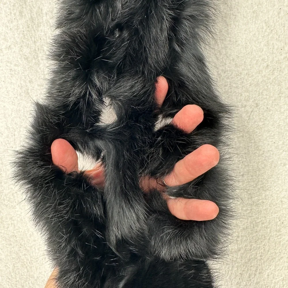 VTG‎ 1960s Adjustable Fur Collar Scarf Black One Size Beautiful Soft Old Money